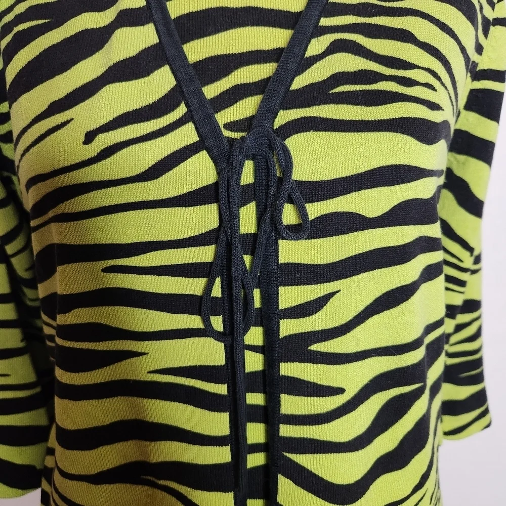 Joseph A Womens Silk Blend Leopard Print Top And Sweater Green Large - Picture 5 of 8